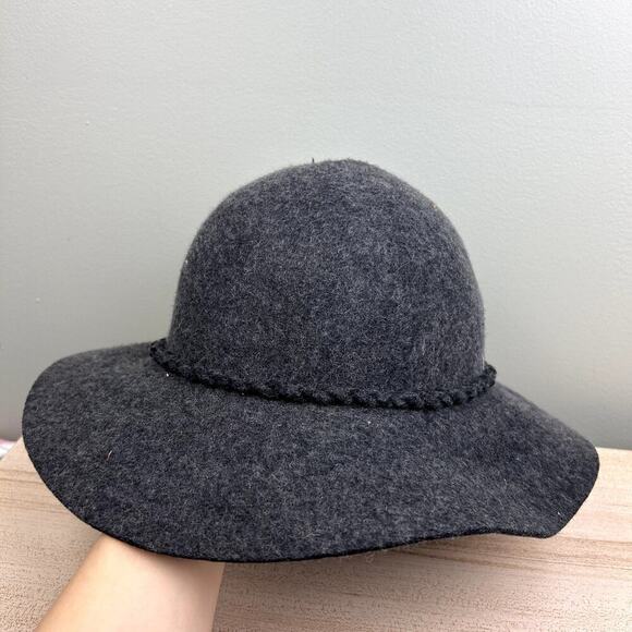 Rip Curl 100% Wool Felt Hat Braided Hat Band Charcoal Natural Fiber Accessories - Picture 4 of 10